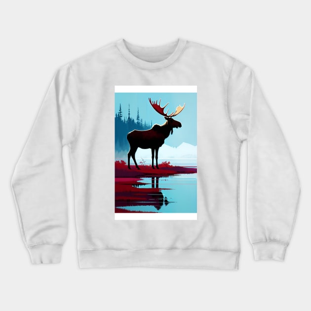 moose art Crewneck Sweatshirt by TheCartArt